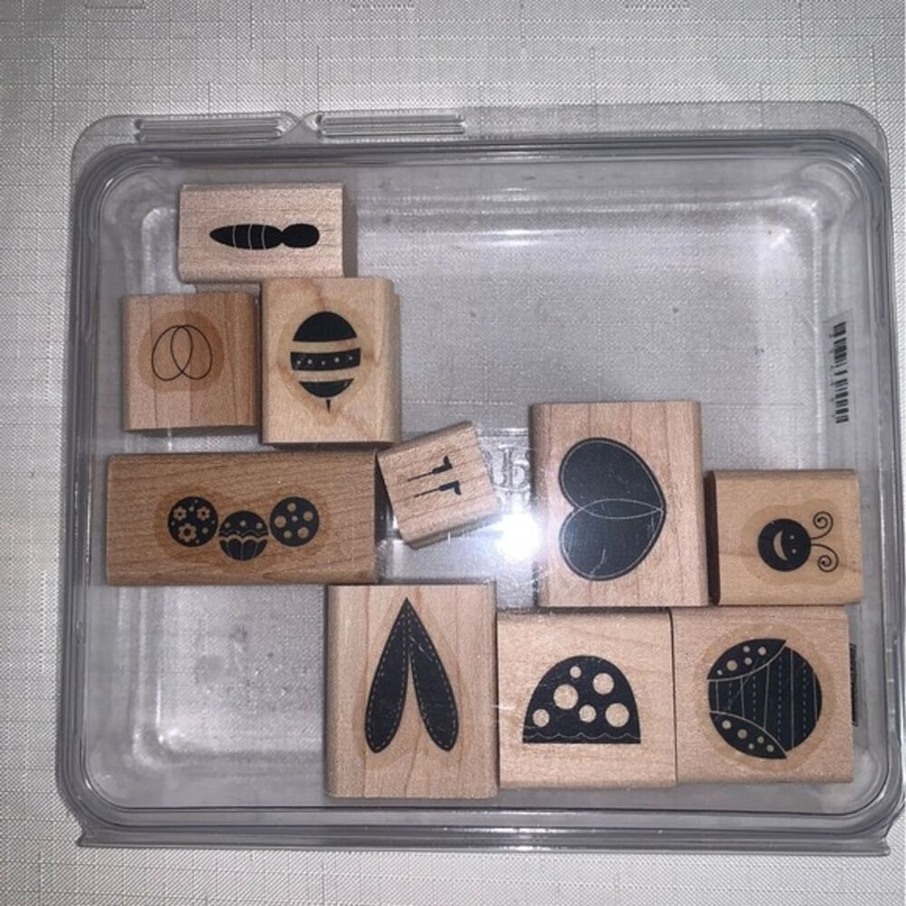 STAMPIN' UP Bug Me Stamp Wood Mount Lady Bug Art Card Floral Set 10 Scrapbooking